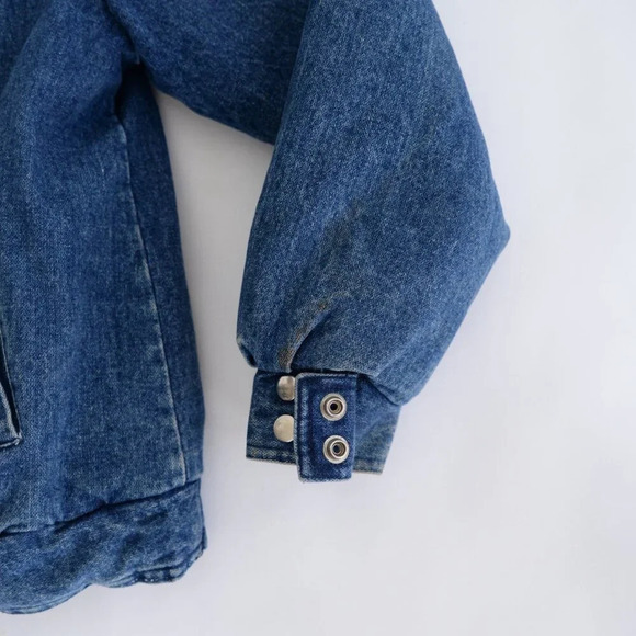 Vintage Denim Trucker Jacket Red Black Checker Flannel Lined Button Up Jacket L - Picture 5 of 13